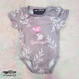 Grey floral leaf babygrow Ietermago