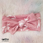 Pink floral leaf bow headband Ietermago