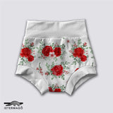 red floral on white