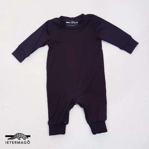 Plain black long sleeve romper Ietermago