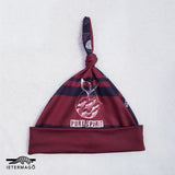 Maroon black whale knotted beanie Ietermago