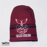 Maroon black whale slouch beanie Ietermago