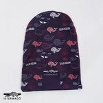 Maroon black whale slouch beanie Ietermago