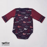 Maroon black whale long sleeve babygrow Ietermago