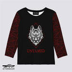 Red black wolf pattern long sleeve t-shirt Ietermago