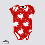 white hearts on red babygrow Ietermago