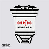 Cupids wingman black white stripes babygrow Ietermago